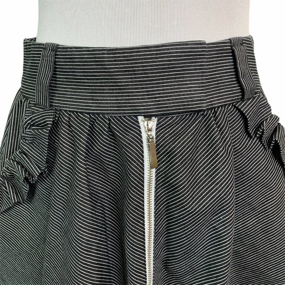 BEBE -Striped Ruffled Mini Flare Skirt - Picture 2 of 7